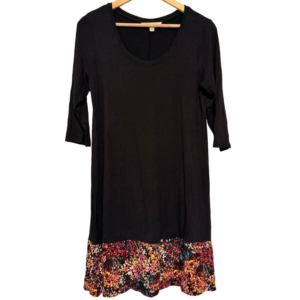 The Pioneer Woman Dress M Black Floral Garden Print Hem Casual Modest Comfort